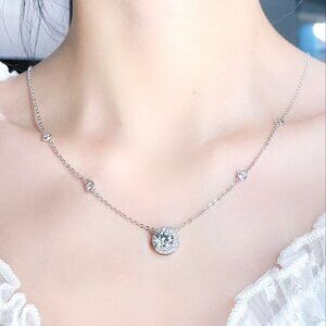 Silver Diamond Pendant Necklace